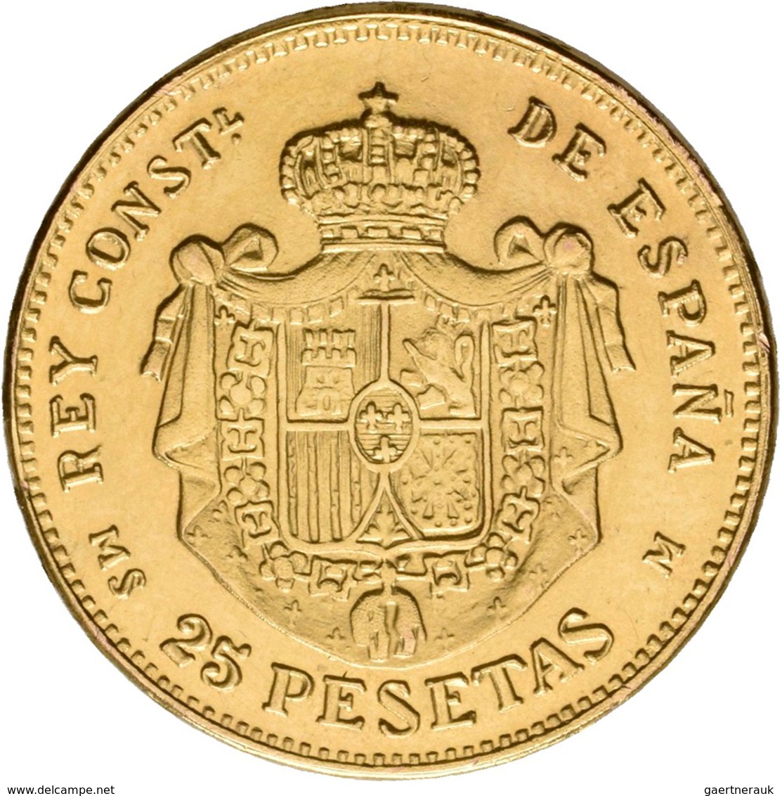 Spanien - Anlagegold: Alfonso XII. 1874-1885: 25 Pesetas 1881, Gold 900/1000; 8,09 G, Friedberg 342, - Autres & Non Classés