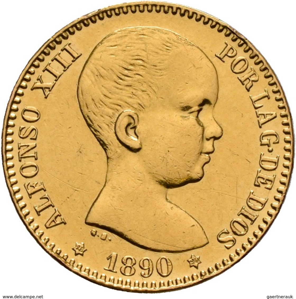 Spanien - Anlagegold: Alfonso XIII. 1886-1931: 20 Pesetas 1890 (1890), Gold 900/1000; 6,39 G, Friedb - Autres & Non Classés