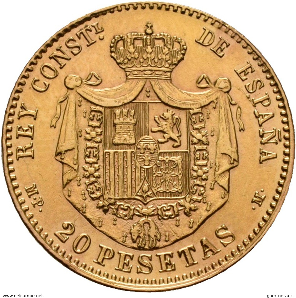 Spanien - Anlagegold: Alfonso XIII. 1886-1931: 20 Pesetas 1890 (1890), Gold 900/1000; 6,39 G, Friedb - Autres & Non Classés