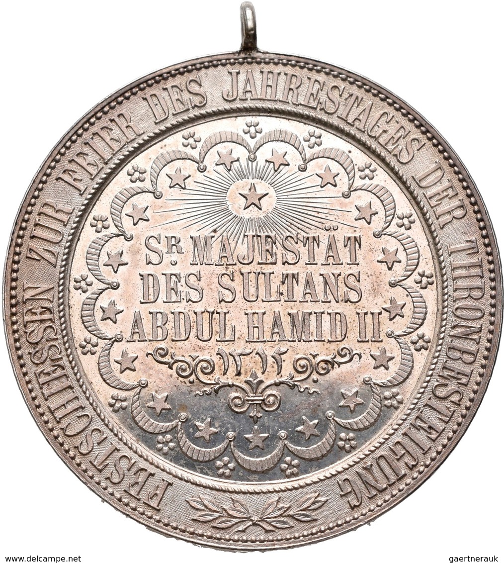 Türkei: Osmanisches Reich, Abdul Hamid II. 1876-1909. Tragbare Silbermedaille 1894, Geprägt Bei Der - Turquie