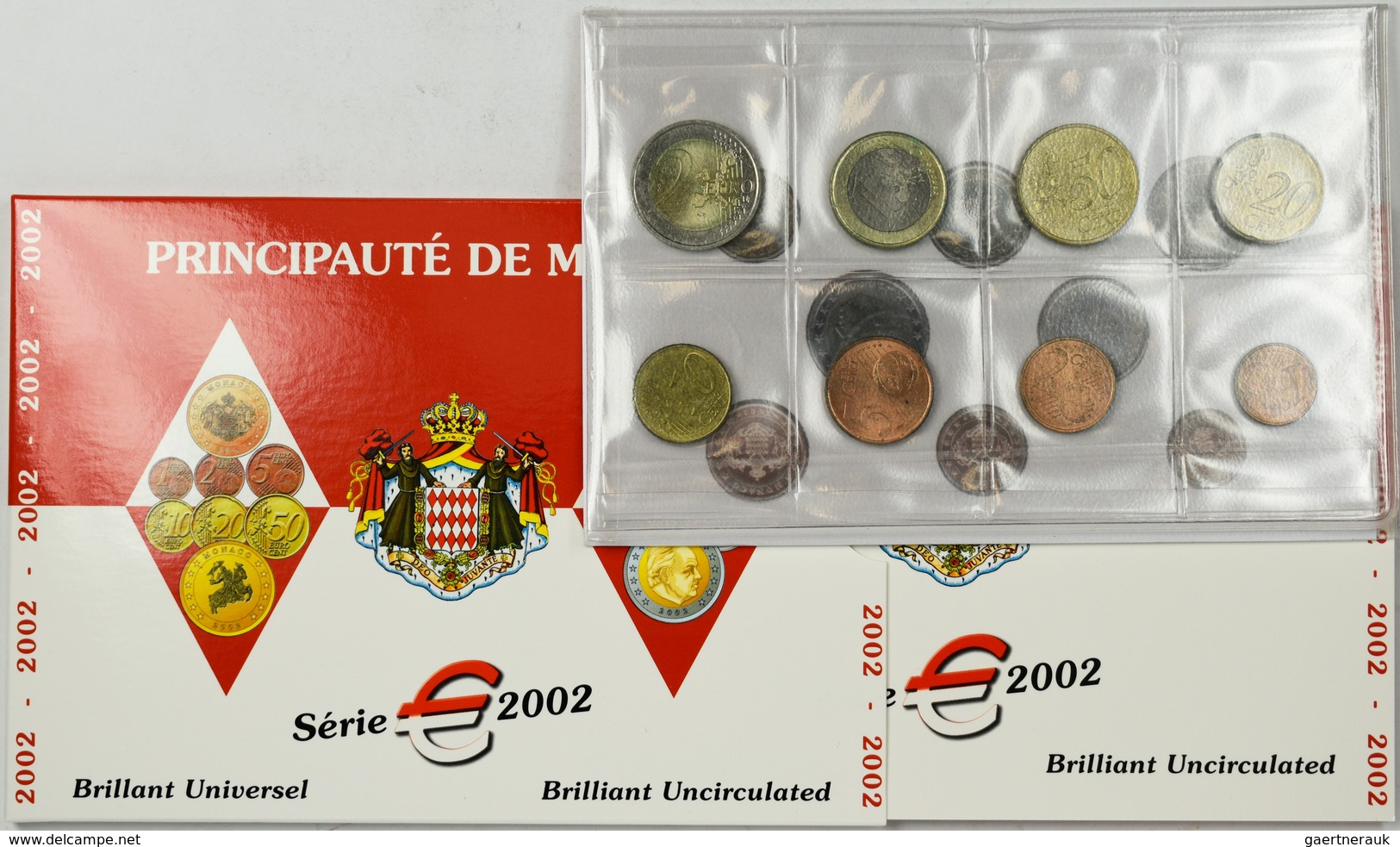 Monaco: Rainier II. 1949-2005: Lot 2 KMS: Lose Münzen 1c - 2 Euro 2001 Im Münzstreifen, Teils Angela - Monaco