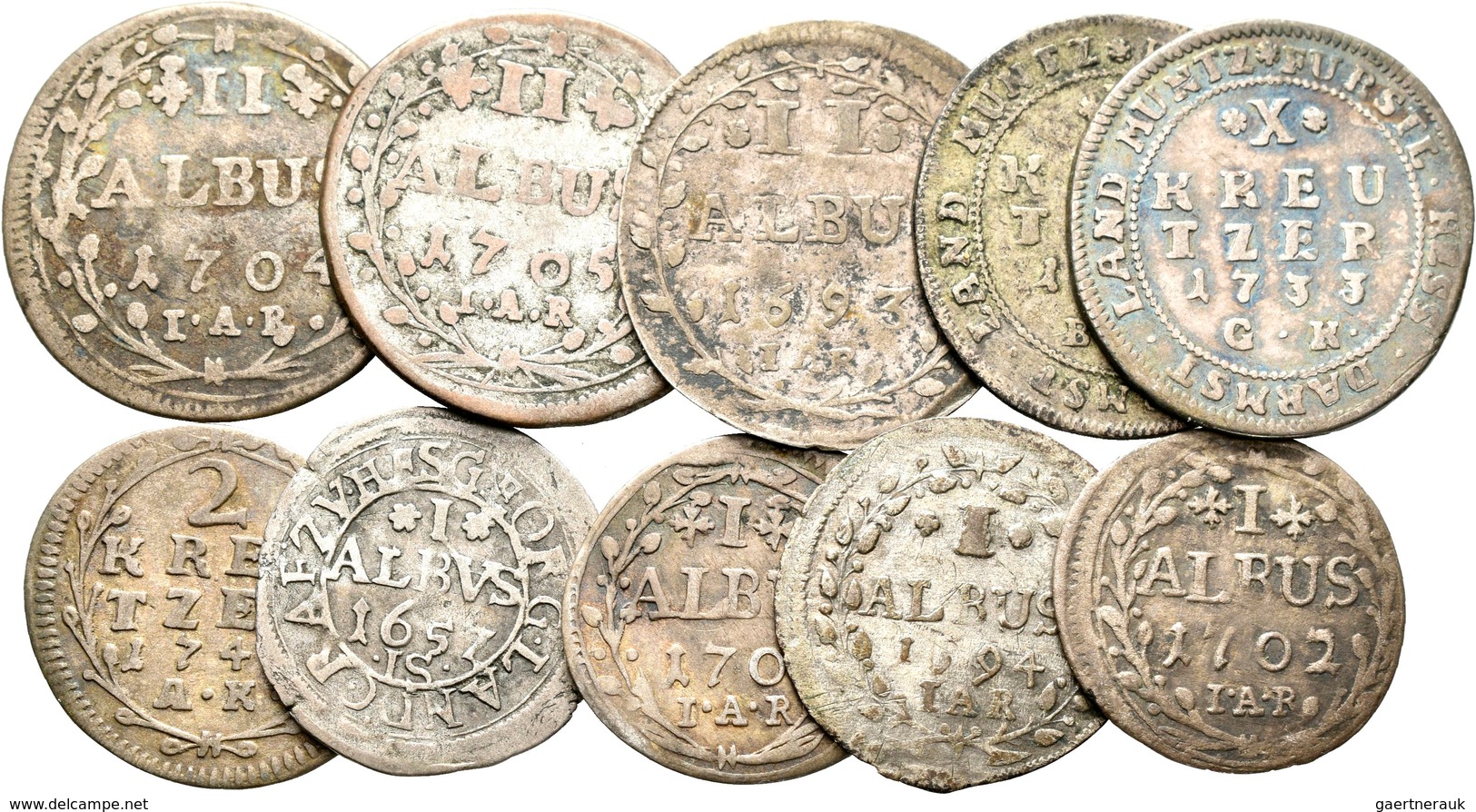 Altdeutschland Und RDR Bis 1800: Hessen, Lot 10 Diverse Münzen, Albus Und Kreuzer, Nicht Näher Besti - Autres & Non Classés