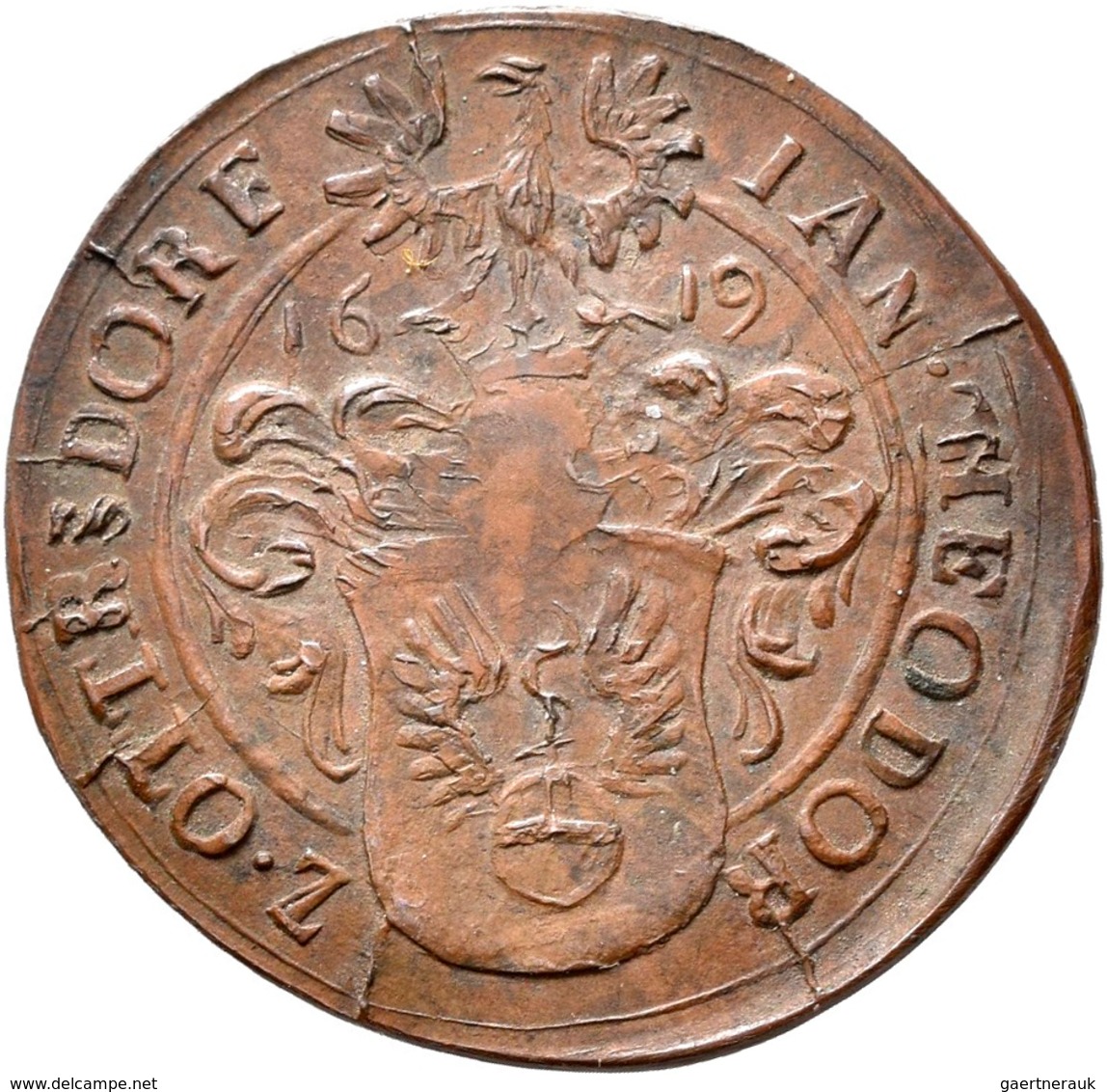 Haus Habsburg: Böhmen, Cu-Rechenpfennig 1619, 24 Mm, 3,16 G. KRVSTOF KOBER Z KOBERSSBERKV // IAN THE - Other - Europe