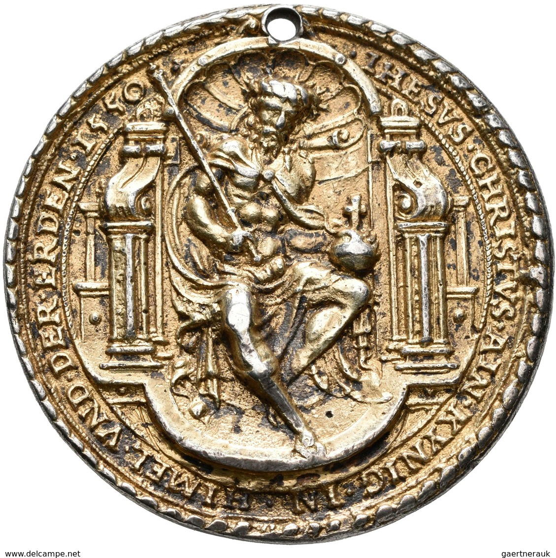 Haus Habsburg: Karl V. 1519-1558: Altvergoldete Silbermedaille 1550 Unsigniert, Von Concz Welcz (Kon - Sonstige – Europa