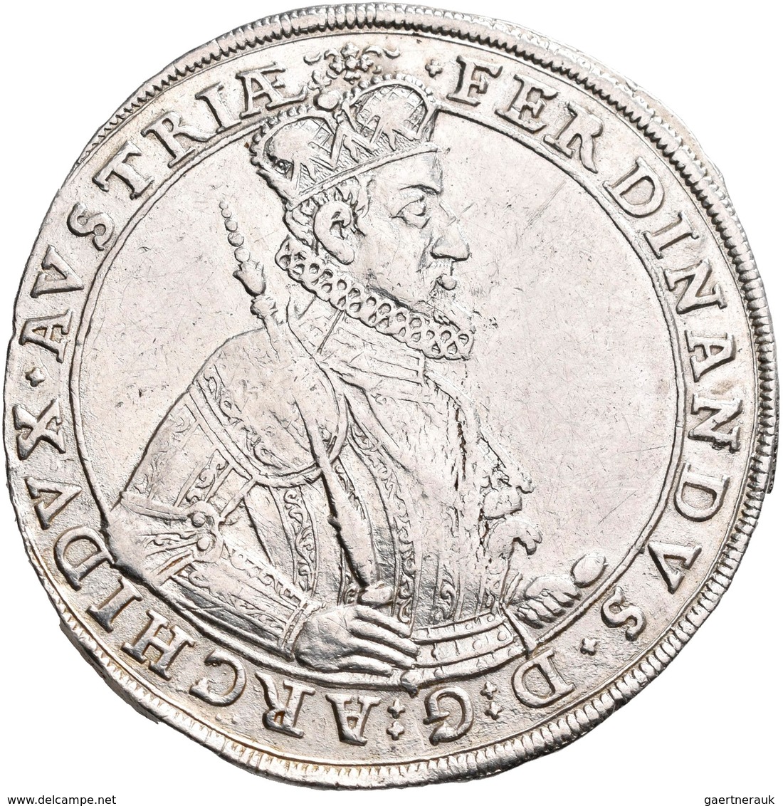 Haus Habsburg: Erzherzog Ferdinand II. 1592-1637: Reichstaler 1614, Davenport 3311; 26,99 G, Randfeh - Sonstige – Europa