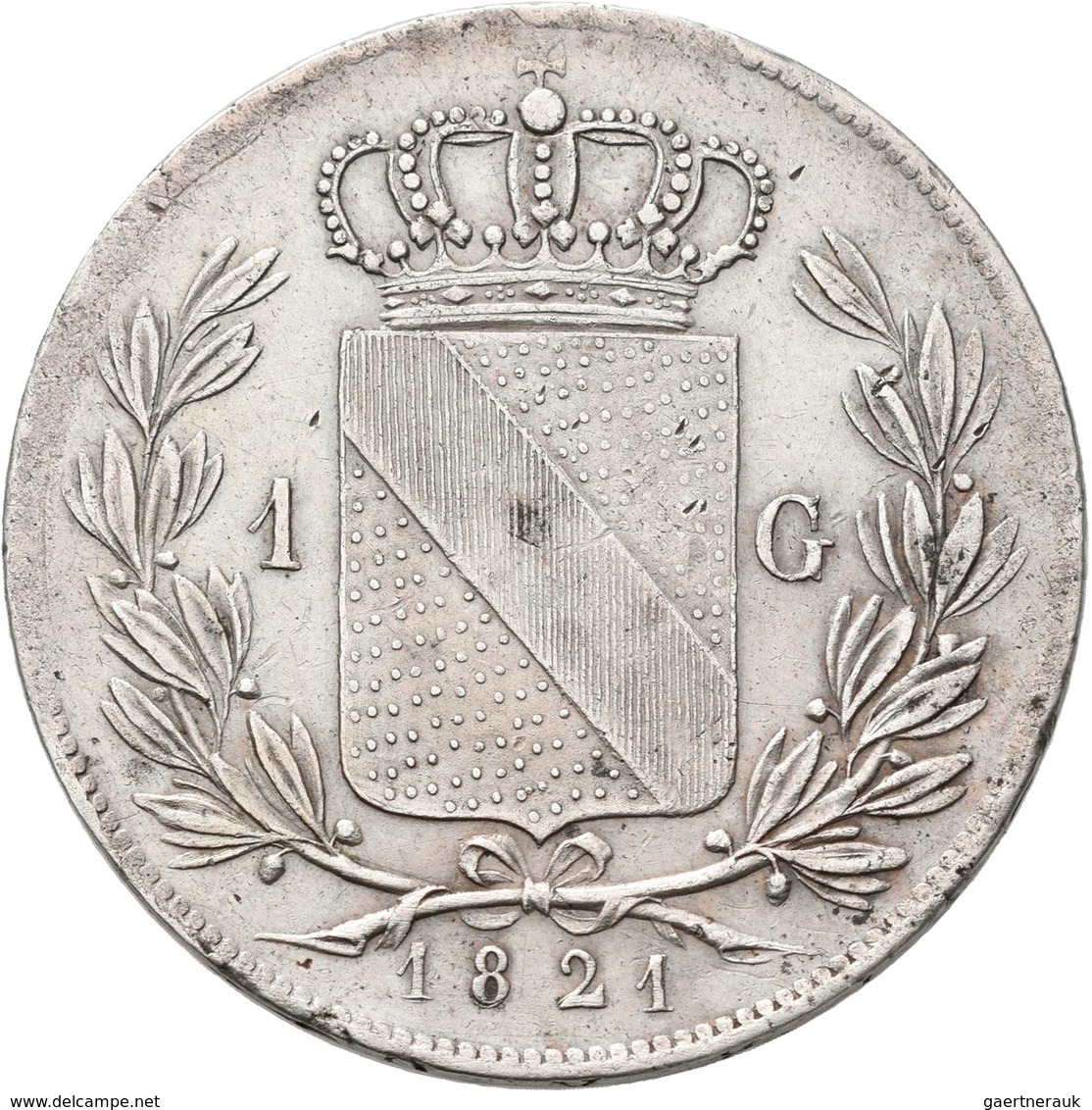 Baden: Ludwig 1818-1830: 1 Gulden 1821, AKS 55, Jaeger 31, Fast Vorzüglich. - Autres & Non Classés