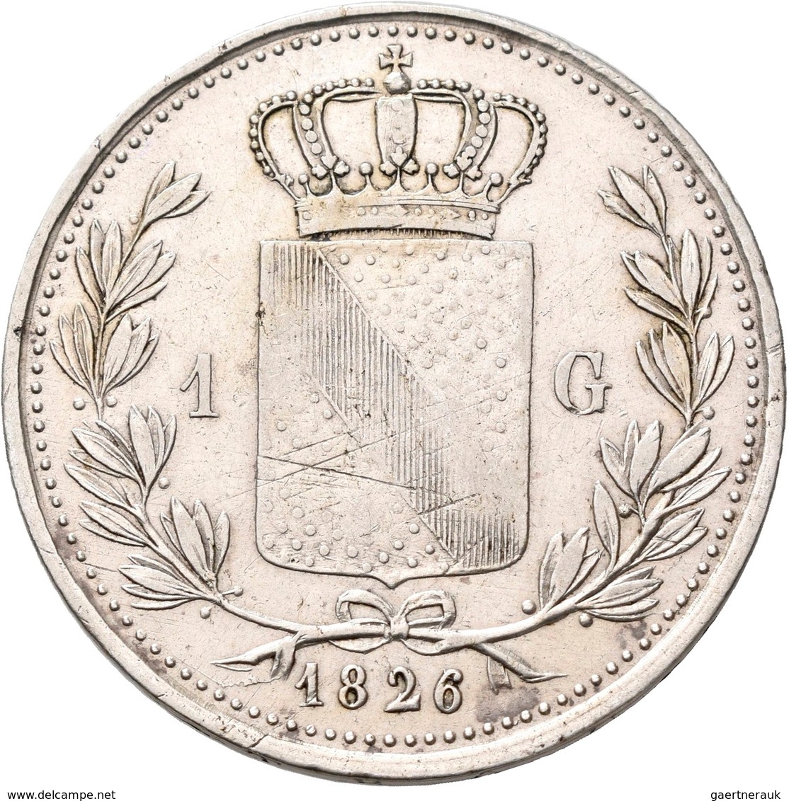 Baden: Ludwig 1818-1830: Gulden (sog. Kraushaar-Gulden) 1826, AKS 56, Jäger 35, Leicht Justiert, Kra - Autres & Non Classés