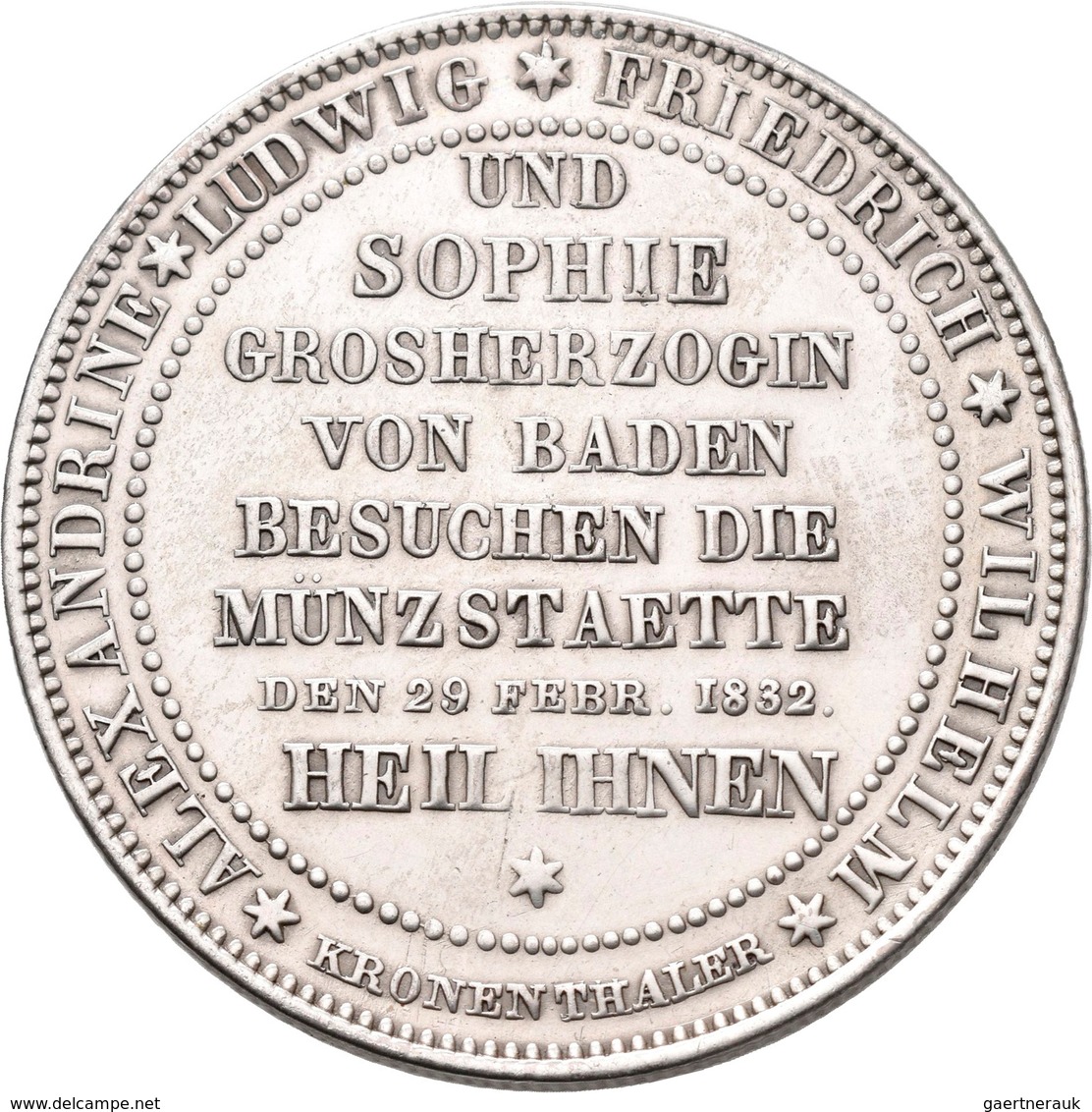 Baden: Karl Leopold Friedrich 1830-1852: Kronentaler 1832, Auf Den Münzbesuch; AKS 83, Jaeger 48, Kr - Autres & Non Classés