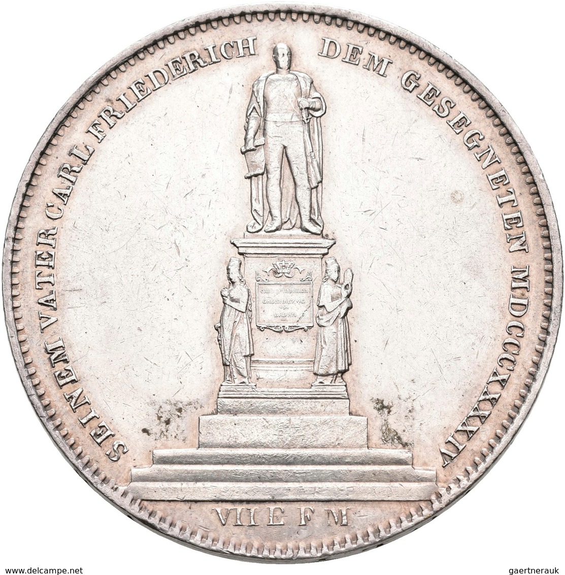 Baden: Karl Leopold Friedrich 1830-1852: Gedenkdoppeltaler 1844, Carl-Friedrich-Denkmal, AKS 110, Ja - Autres & Non Classés