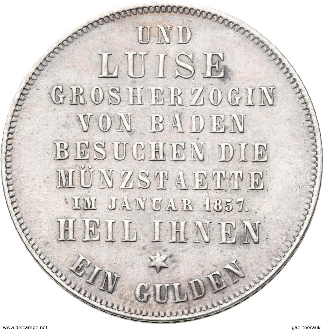 Baden: Friedrich I. 1852-1907: Gulden 1857, Besuch Der Münzstätte, AKS 135, Jaeger 77, Nur 776 Exemp - Autres & Non Classés