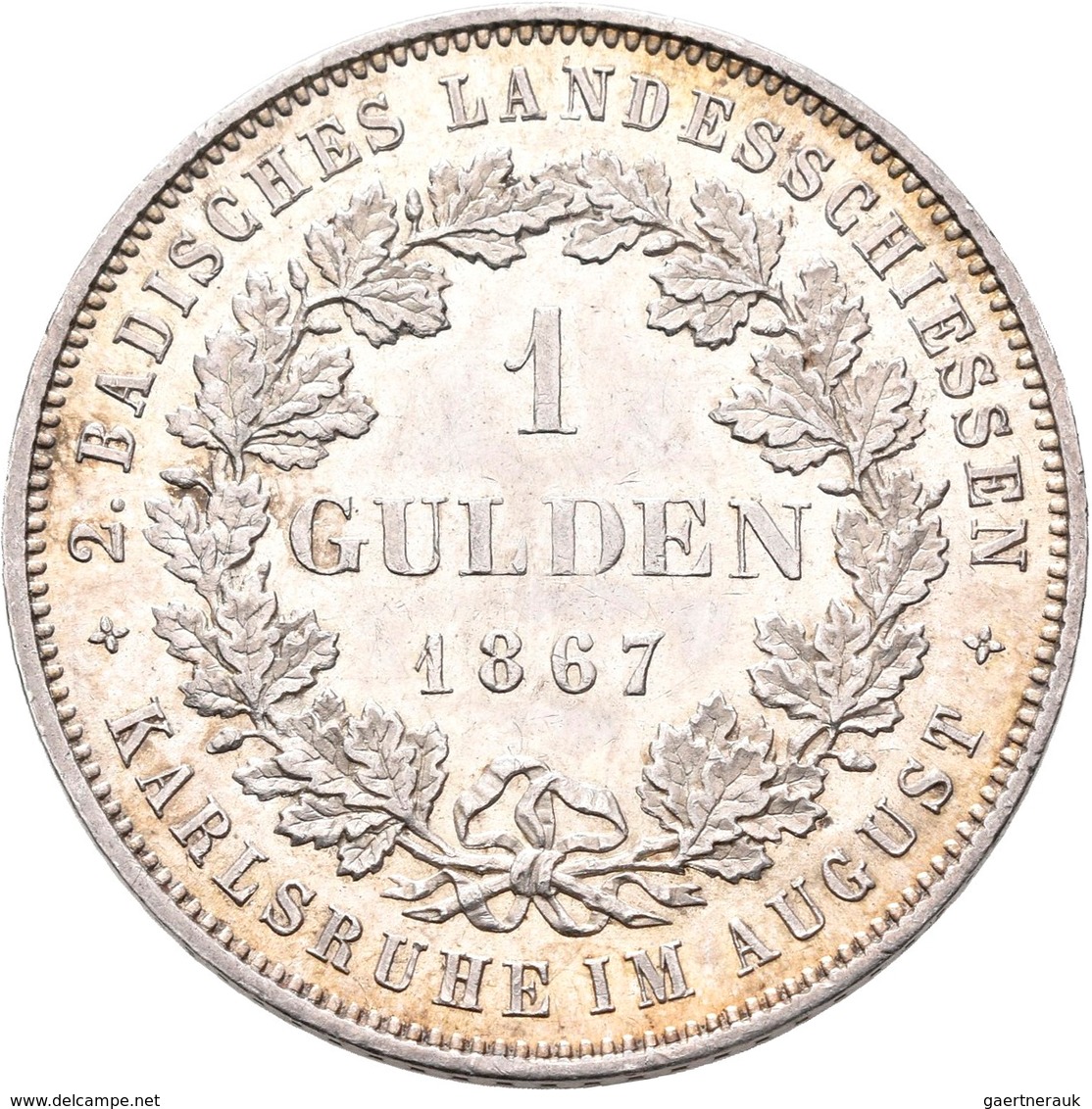 Baden: Friedrich I. 1852-1907: Lot 2 Stück; Gedenkgulden 1867, 2. Badisches Landesschiessen Karlsruh - Autres & Non Classés
