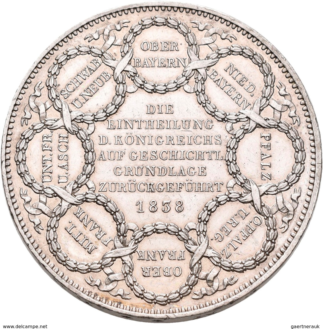 Bayern: Ludwig I. 1825-1848: Geschichtsdoppeltaler 1838 (Drey-Einhalb Gulden), Einteilung Des Königr - Autres & Non Classés