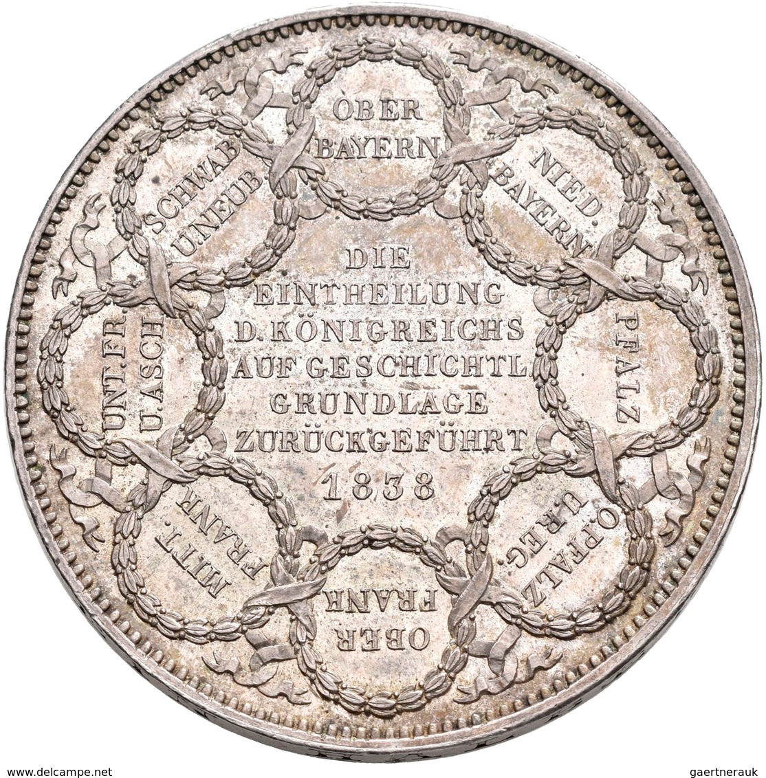 Bayern: Ludwig I. 1825-1848: Geschichtsdoppeltaler 1838, Einteilung Des Königreiches, AKS 99, Jaeger - Autres & Non Classés