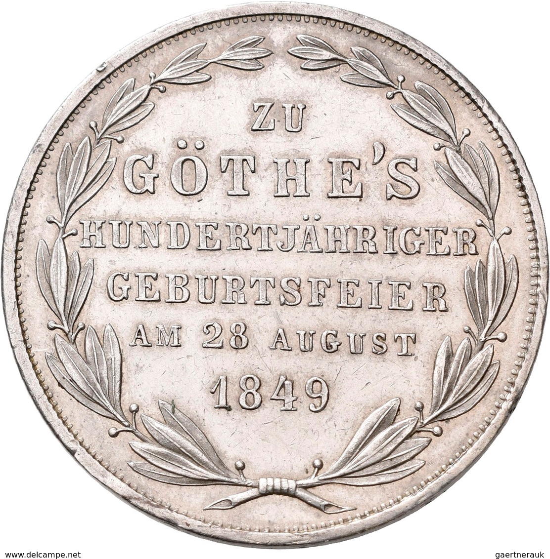Frankfurt Am Main: Freie Stadt: Doppelgulden 1849 (Zwey Gulden), Goethe's 100. Geburtstag, AKS 41, D - Autres & Non Classés