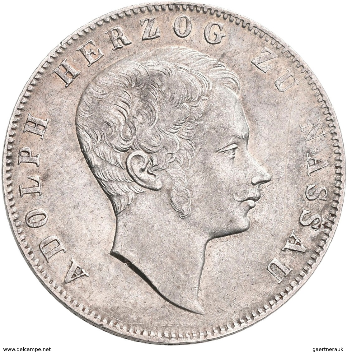 Nassau: Adolph 1839-1866: Lot 2 Stück; Vereinstaler 1863, AKS 64, Jaeger 62 Und Gulden 1841, AKS 64, - Autres & Non Classés