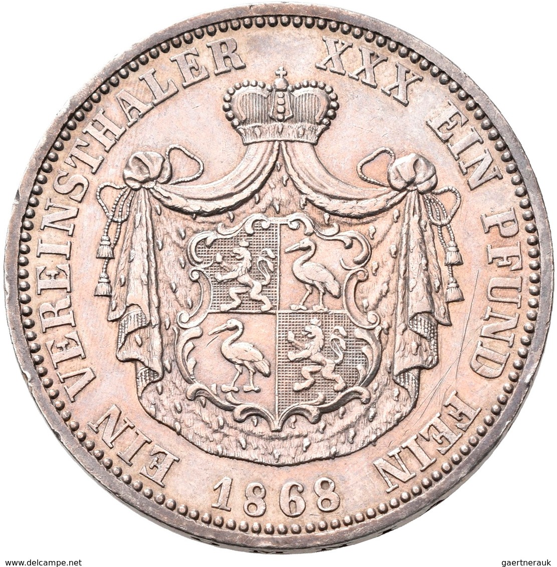 Reuß älterer Linie (Obergreiz): Heinrich XXII. 1859-1902: Vereinstaler 1868, AKS 15, Jaeger 50, Aufl - Andere & Zonder Classificatie