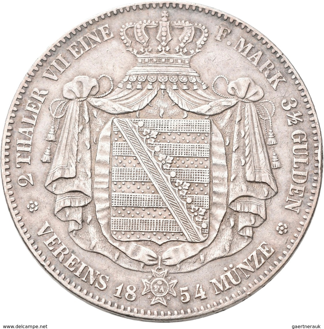Sachsen: Friedrich August II. 1836-1854: Doppeltaler 1854 (3½ Gulden Vereinsmünze), AKS 94, Jaeger 7 - Autres & Non Classés