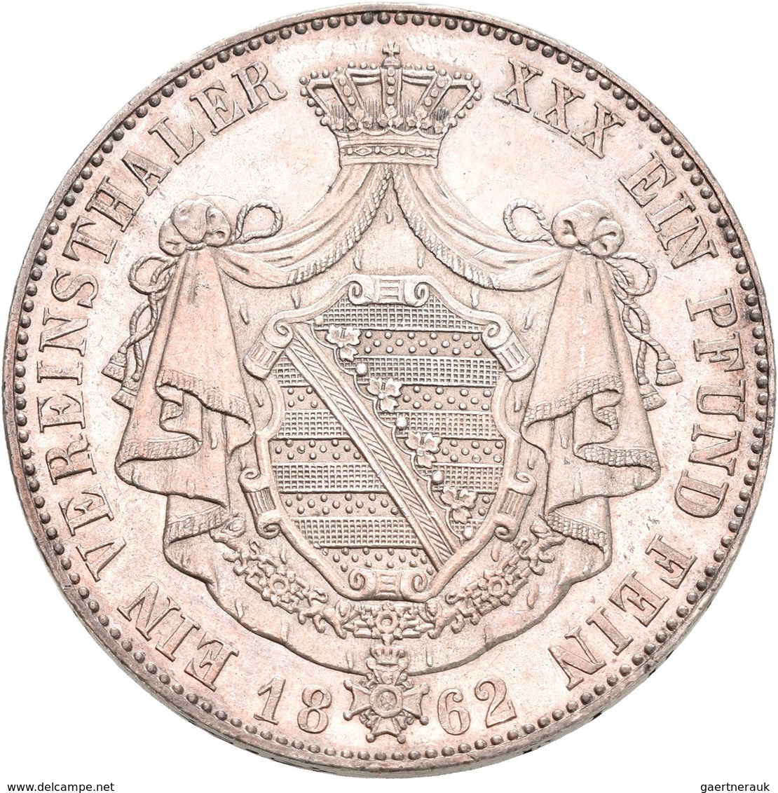 Sachsen-Coburg Und Gotha: Ernst II. 1844-1893: Vereinstaler 1862 B, AKS 103, Jaeger 296, Sehr Schön+ - Autres & Non Classés