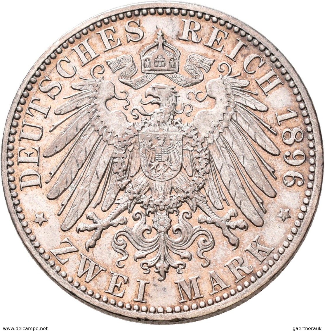 Anhalt: Friedrich I. 1871-1904: 2 Mark 1896 A, 25jähriges Regierungsjubiläum, Jaeger 20, Feine Kratz - Taler & Doppeltaler
