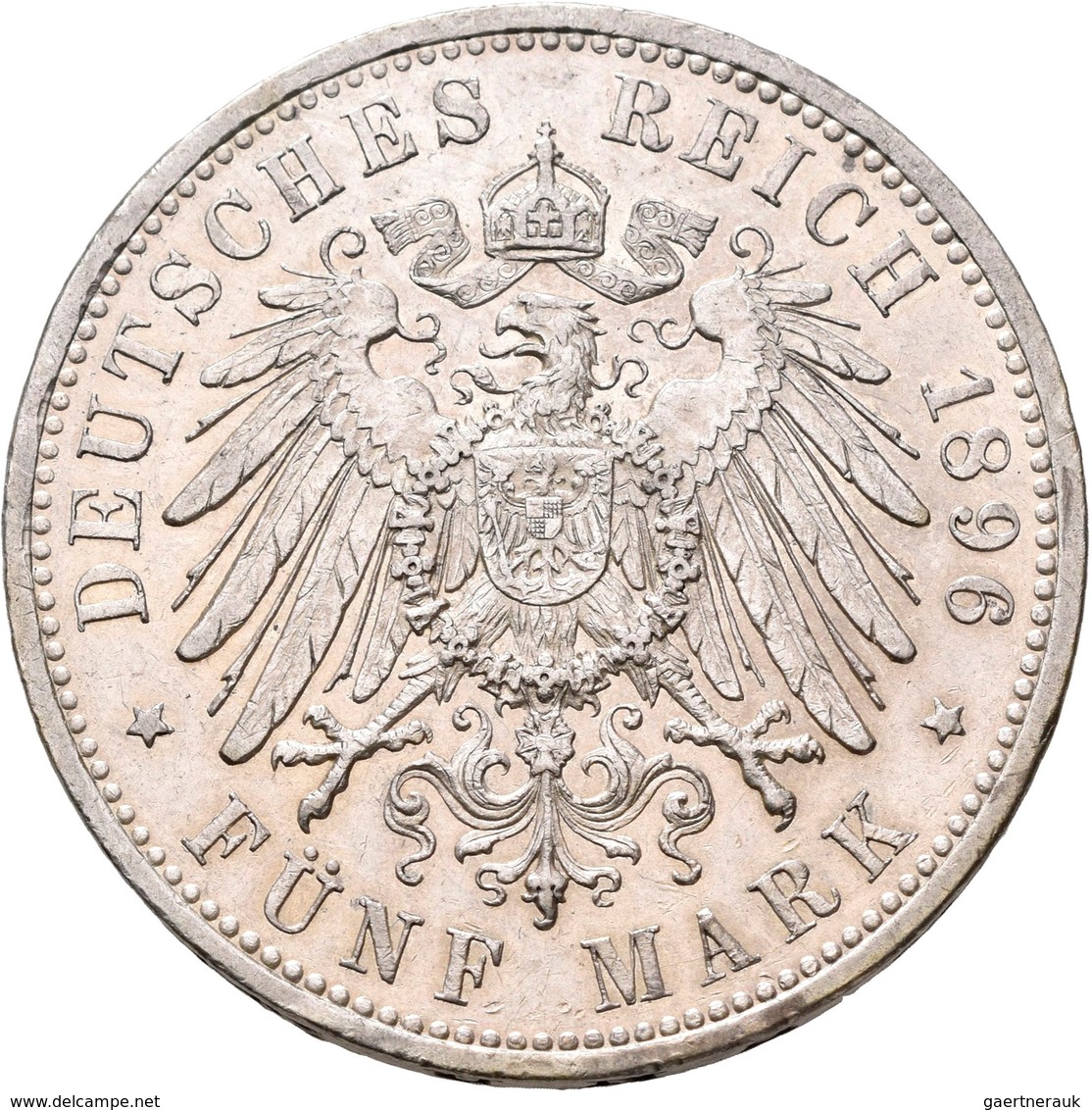 Anhalt: Friedrich II. 1904-1918: 5 Mark 1896, Zum 25-jährigen Regierungsjubiläum, Auflage 10 Tsd. Ex - Taler Et Doppeltaler