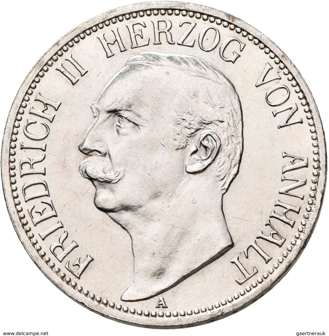 Anhalt: Friedrich II. 1904-1918: 3 Mark 1909 A, Jaeger 23, Kratzer, Winzige Randfehler, Sonst Vorzüg - Taler & Doppeltaler