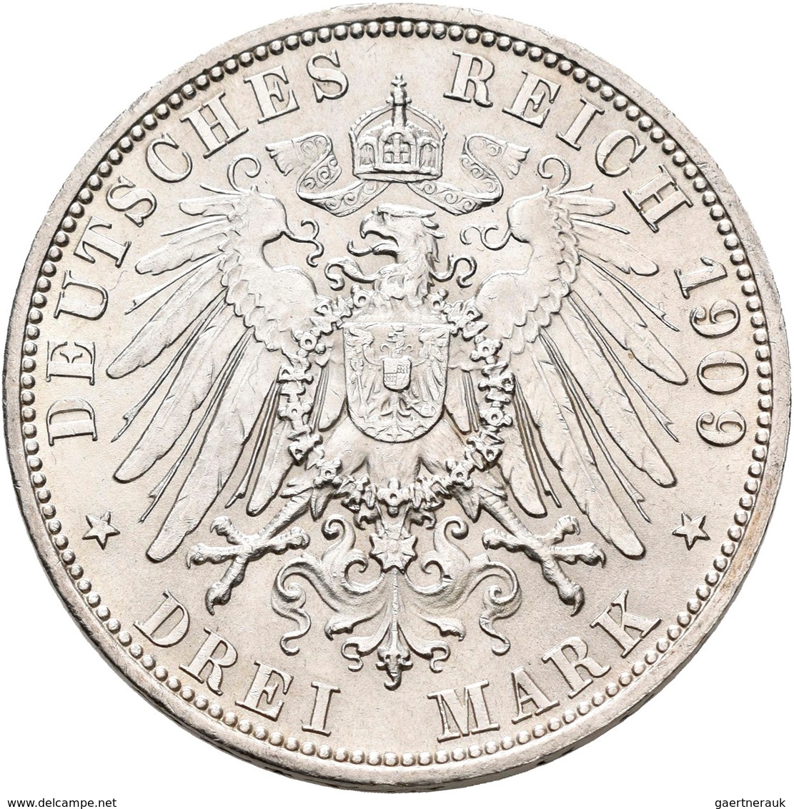 Anhalt: Friedrich II. 1904-1918: 3 Mark 1909 A, Jaeger 23, Kratzer, Winzige Randfehler, Sonst Vorzüg - Taler & Doppeltaler