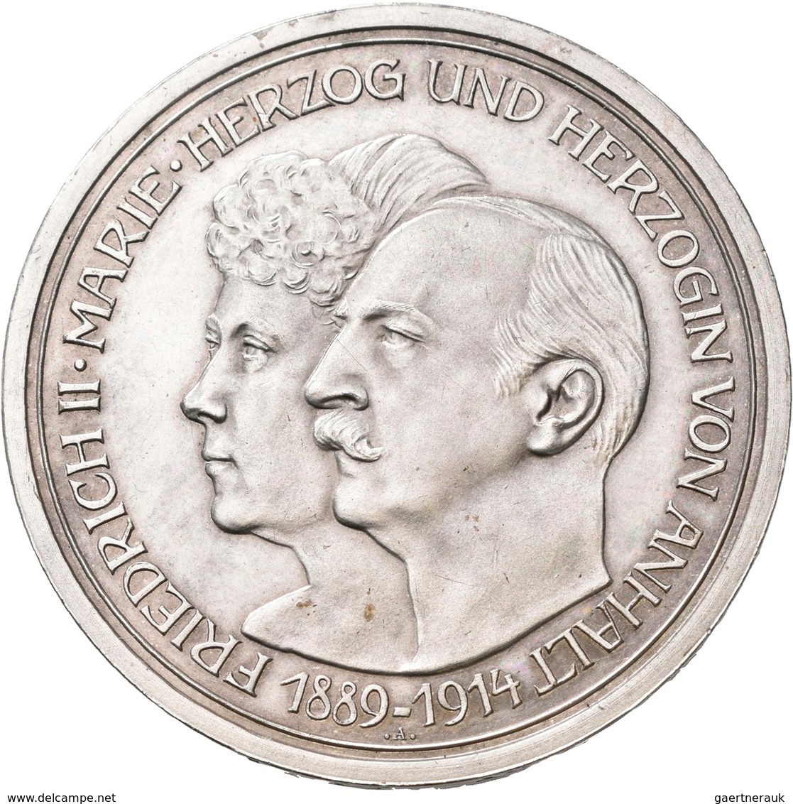 Anhalt: Friedrich II. 1904-1918: 5 Mark 1914, Mit Ehefrau Marie Von Baden, Silberhochzeit. Jaeger 25 - Taler Et Doppeltaler