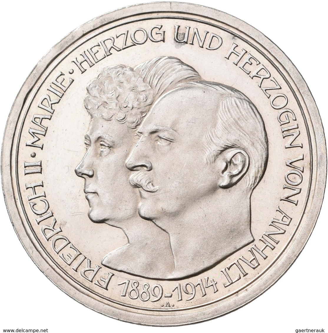 Anhalt: Friedrich II. 1904-1918: 5 Mark 1914, Mit Ehefrau Marie Von Baden, Silberhochzeit. Jaeger 25 - Taler Et Doppeltaler