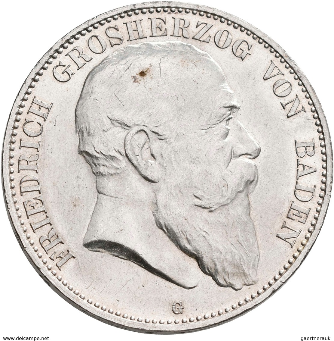 Baden: Friedrich I. 1856-1907: 5 Mark 1902 G, Jaeger 33, Seltenster Jahrgang, Winz. Kratzer, Vorzügl - Taler Et Doppeltaler