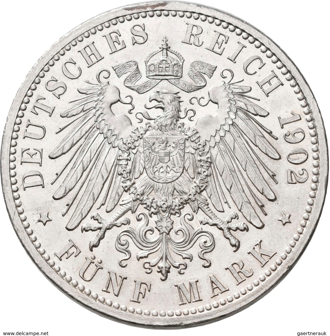 Baden: Friedrich I. 1856-1907: 5 Mark 1902 G, Jaeger 33, Seltenster Jahrgang, Winz. Kratzer, Vorzügl - Taler Et Doppeltaler