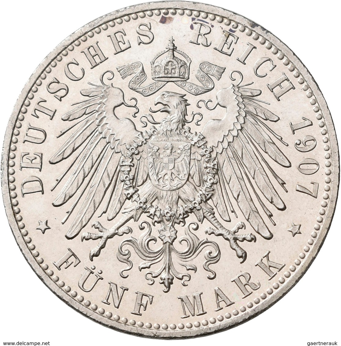 Bayern: Otto 1886-1913: 5 Mark 1907 D, Jaeger 46, Polierte Platte. - Taler & Doppeltaler