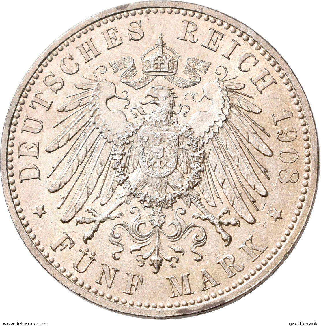 Bayern: Otto 1886-1913: 5 Mark 1908 D, Jaeger 46, Fast Stempelglanz/Stempelglanz. - Taler & Doppeltaler