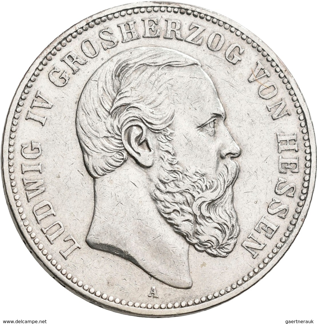 Hessen: Ludwig IV. 1877-1892: 5 Mark 1888 A, Nur 9.000 Ex., Kratzer, Sehr Schön. - Taler Et Doppeltaler