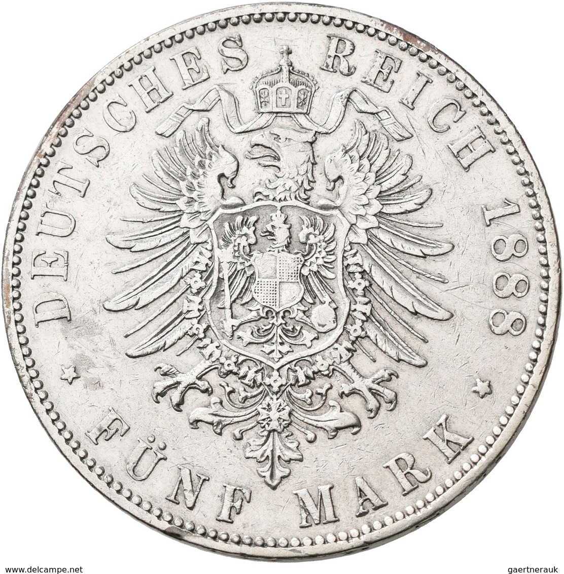 Hessen: Ludwig IV. 1877-1892: 5 Mark 1888 A, Nur 9.000 Ex., Kratzer, Sehr Schön. - Taler Et Doppeltaler