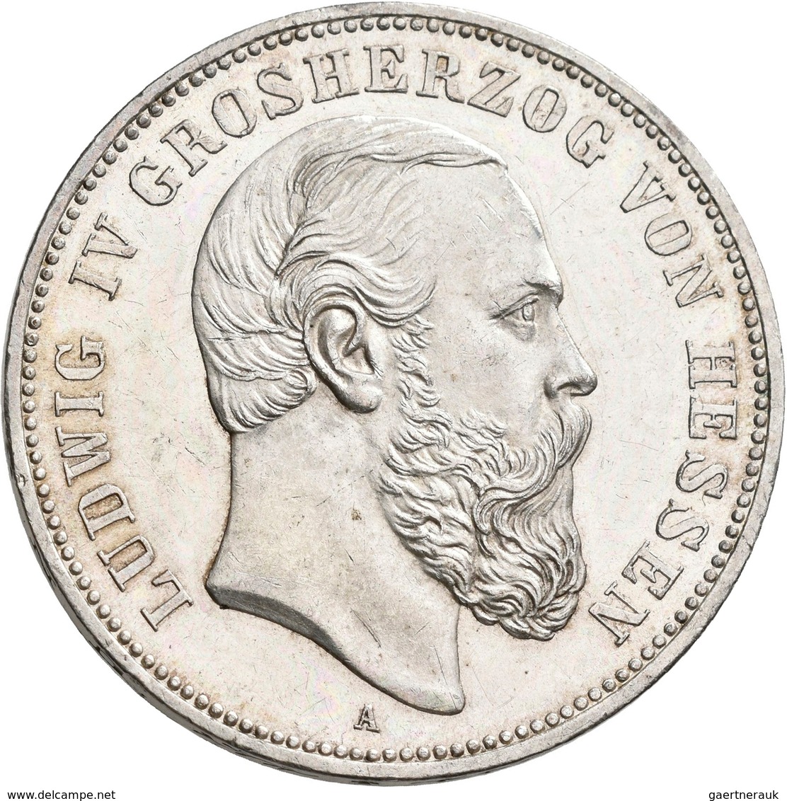 Hessen: Ludwig IV. 1877-1892: 5 Mark 1891 A, Nur 25.060 Ex., Feine Kratzer, Sonst Vorzüglich - Stemp - Taler Et Doppeltaler