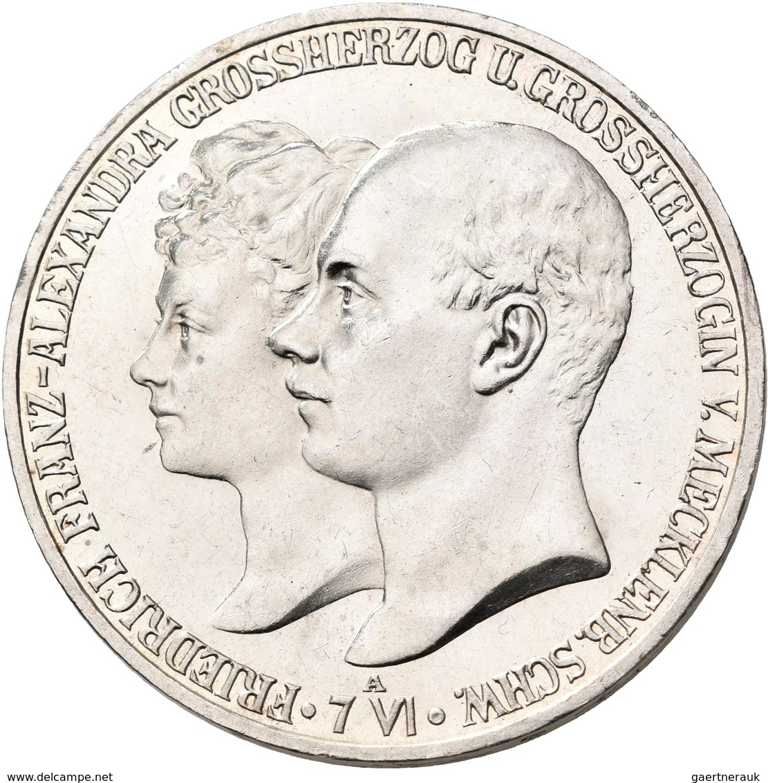 Mecklenburg-Schwerin: Friedrich Franz IV. 1901-1918: 5 Mark 1904 A, Zur Hochzeit Mit Alexandra, Jaeg - Taler Et Doppeltaler