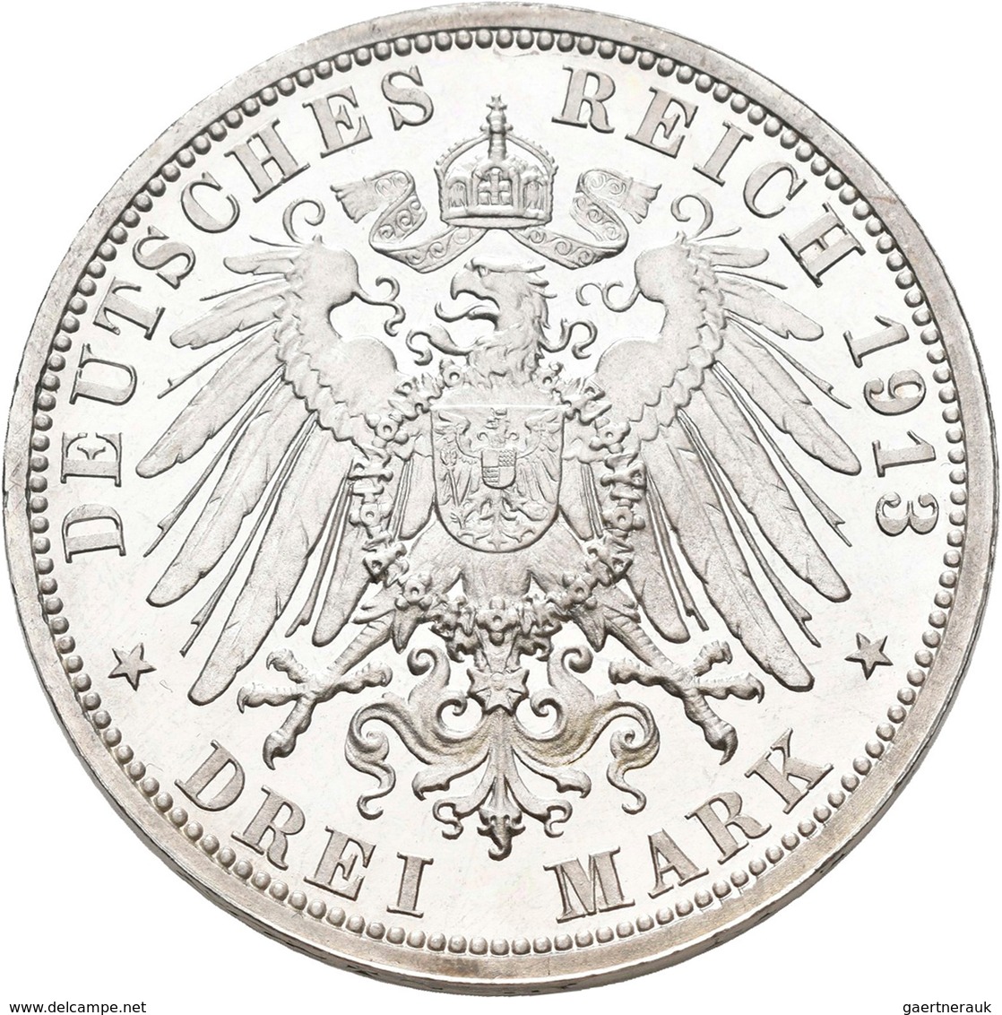 Mecklenburg-Strelitz: Adolf Friedrich V. 1904-1914: 3 Mark 1913 A, Jaeger 92, Sehr Selten, Auflage N - Taler Et Doppeltaler