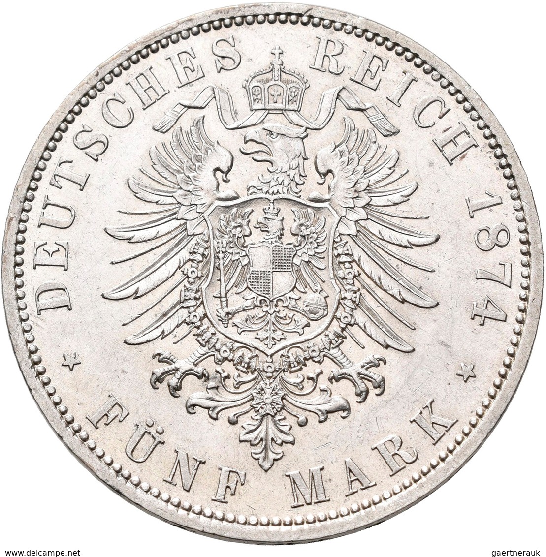 Preußen: Wilhelm I. 1861-1888: 5 Mark 1874 A, Jaeger 97, Kleinste Randfehler, Winzige Kratzer, Sonst - Taler Et Doppeltaler