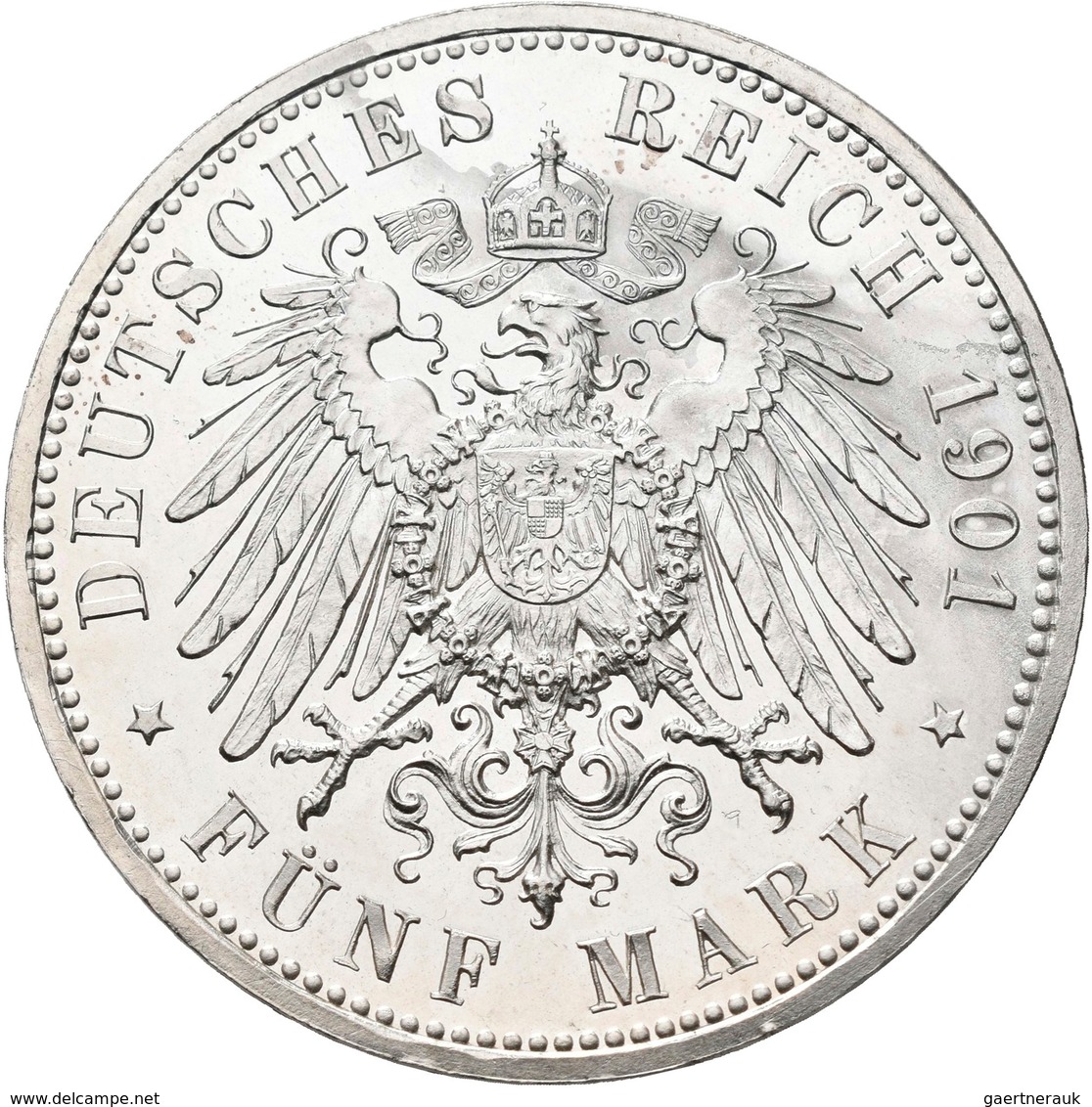 Preußen: Wilhelm II. 1888-1918: 5 Mark 1901 A, Jaeger 104, Zaponiert, Kleiner Teil Ohne Lack, Stempe - Taler Et Doppeltaler