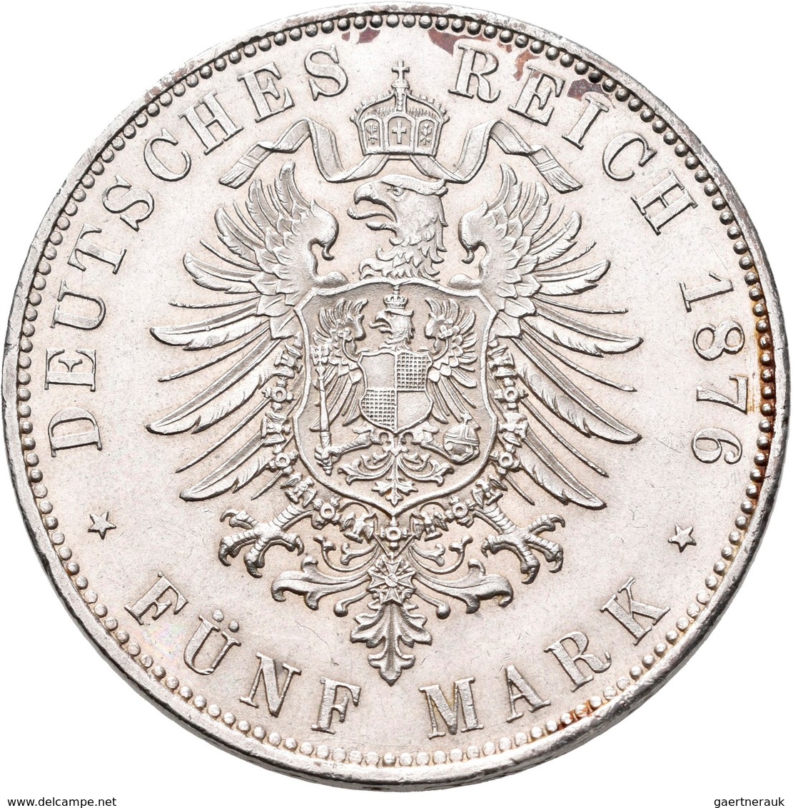 Sachsen: Albert 1873-1902: 5 Mark 1876 E, Jaeger 122, Kratzer, Fast Vorzüglich. - Taler En Doppeltaler