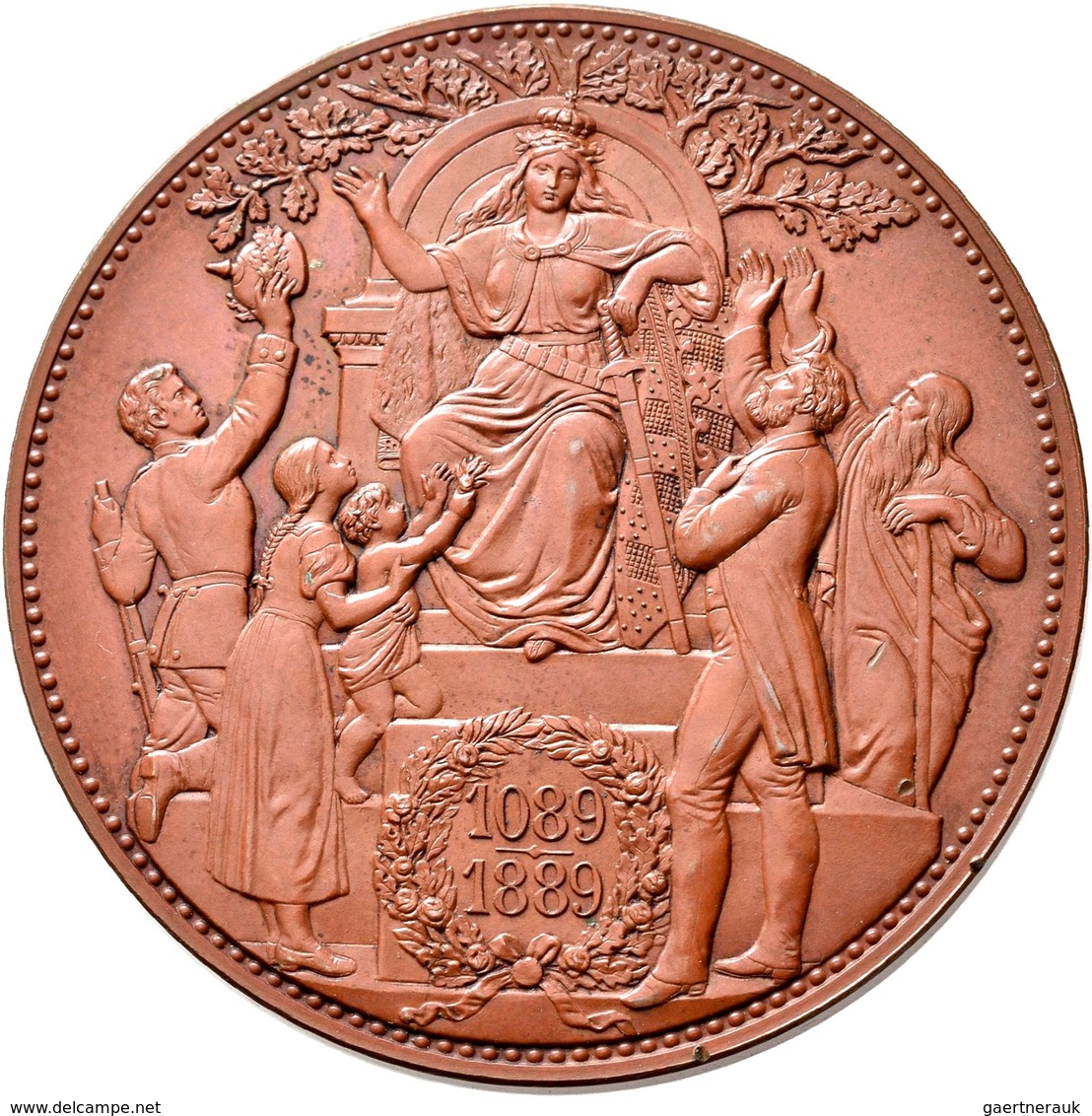 Sachsen: Albert 1873-1902: 5 Mark Große Kupfer Medaille 1899, 800-Jahrfeier Des Hauses Wettin, Jaege - Taler En Doppeltaler
