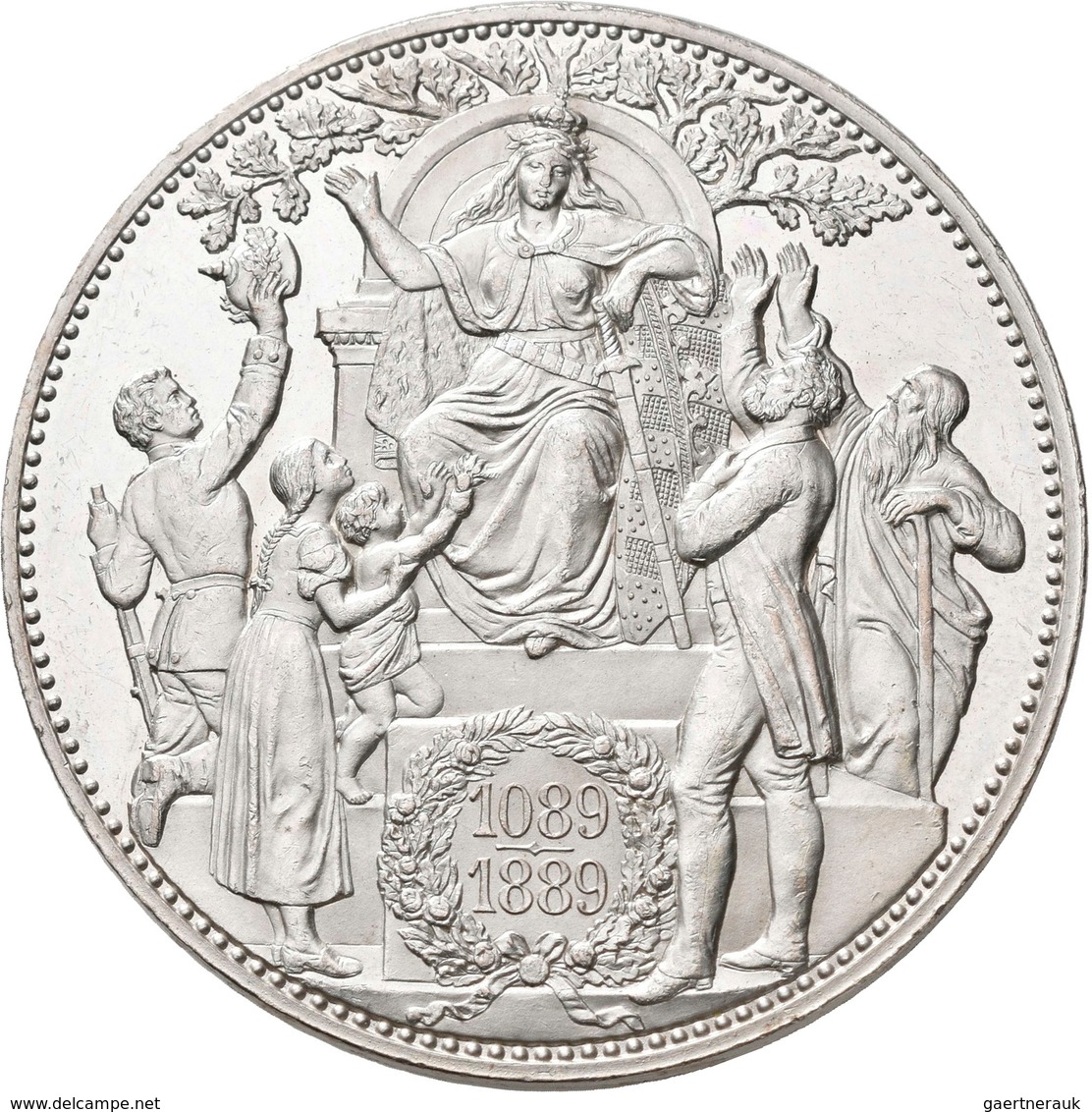 Sachsen: Albert 1873-1902: 5 Mark Große Silber Medaille 1899, 800-Jahrfeier Des Hauses Wettin, Jaege - Taler Et Doppeltaler