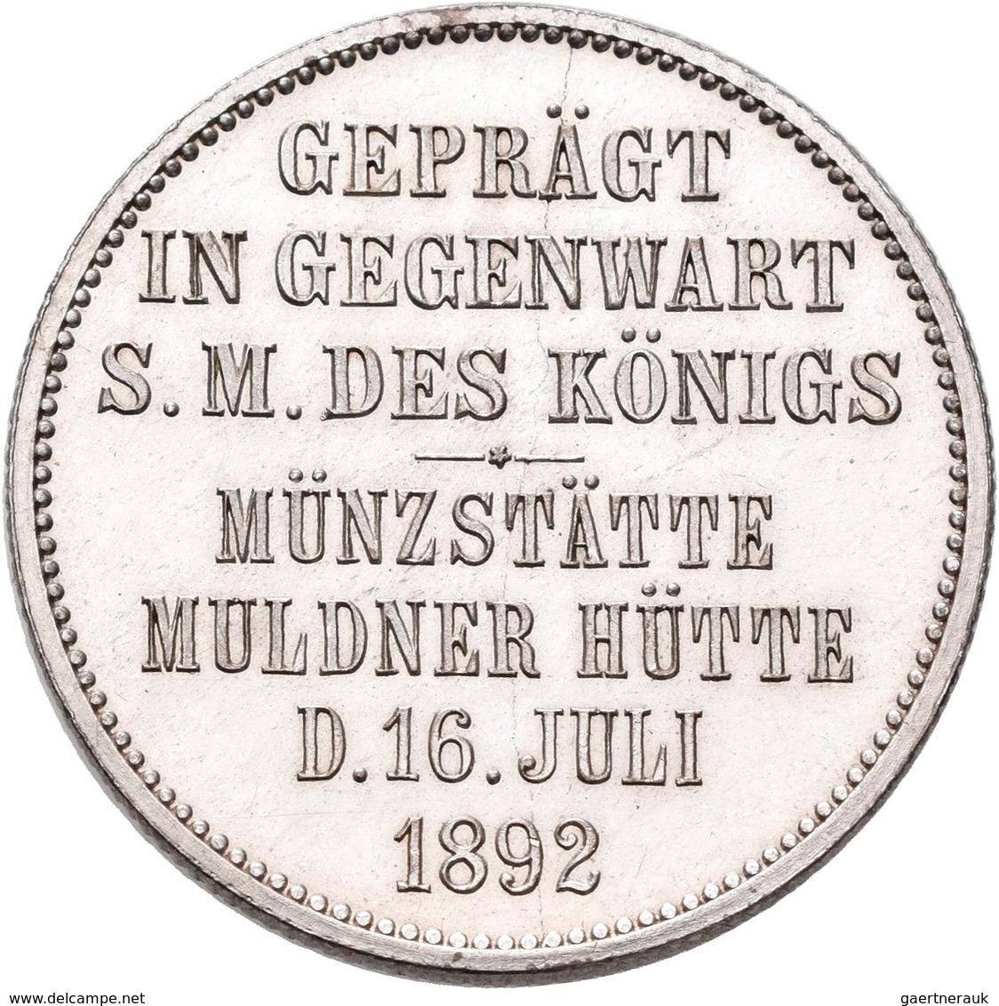 Sachsen: Albert 1873-1902: Silbermedaille In 2 Mark-Größe 1892 E, 11.16 G, Münzbesuch: Geprägt In Ge - Taler Et Doppeltaler