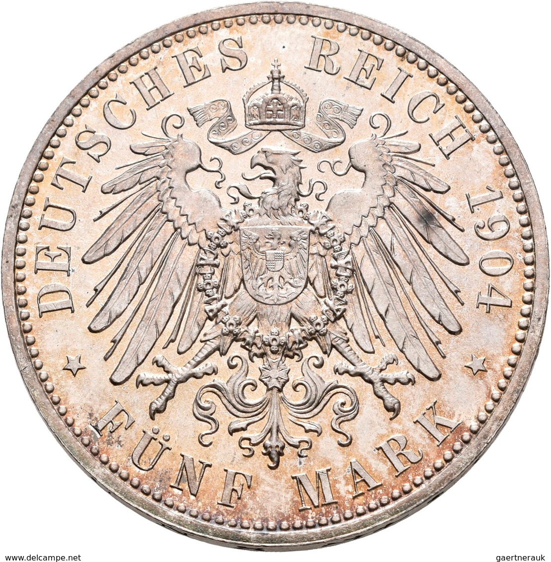 Sachsen: Georg 1902-1904: 5 Mark 1904 E, Auf Seinen Tod Mit Lebensdaten, Jaeger 133, Feine Patina, V - Taler Et Doppeltaler