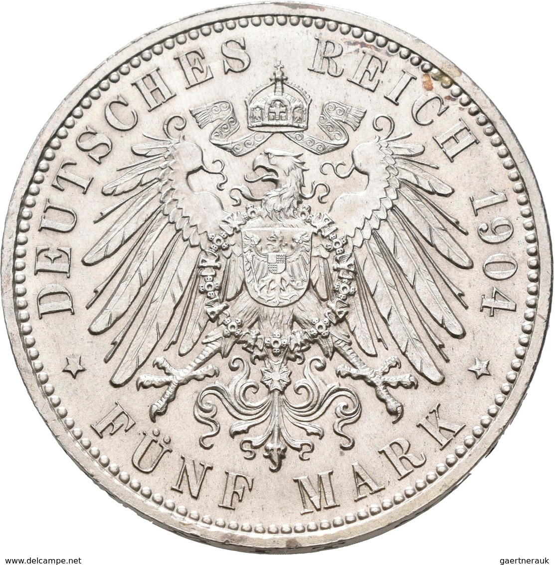 Sachsen: Georg 1902-1904: 5 Mark 1904 E, Auf Seinen Tod Mit Lebensdaten, Jaeger 133, Kratzer Auf Vs, - Taler Et Doppeltaler