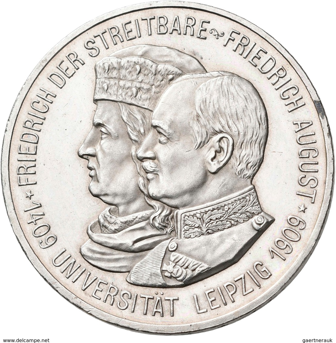 Sachsen: Friedrich August III. 1904-1918: 5 Mark 1909, Universität Leipzig, Jaeger 139, Feine Kratze - Taler Et Doppeltaler