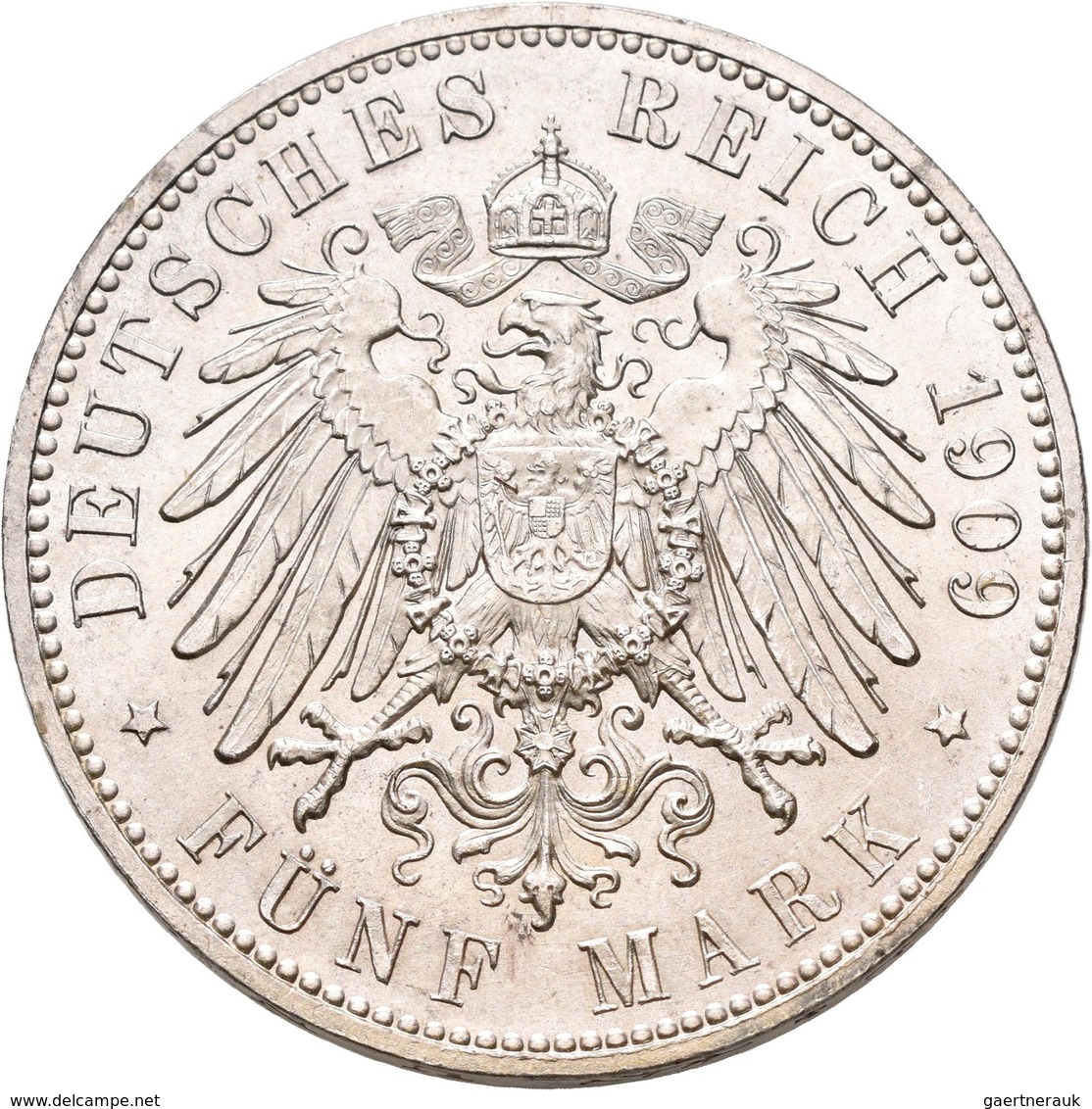 Sachsen: Friedrich August III. 1904-1918: 5 Mark 1909, Universität Leipzig, Jaeger 139, Feine Kratze - Taler En Doppeltaler