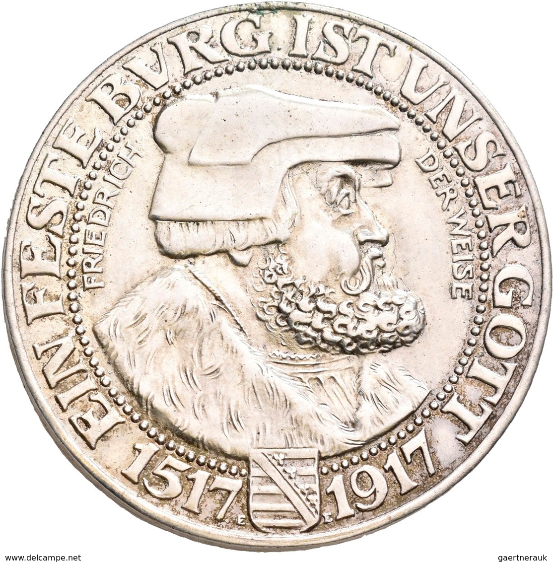 Sachsen: Friedrich August III. 1904-1918: Lot 3 Stück; GALVANO/Neuprägung, 3 Mark 1917, Jaeger 141, - Taler Et Doppeltaler