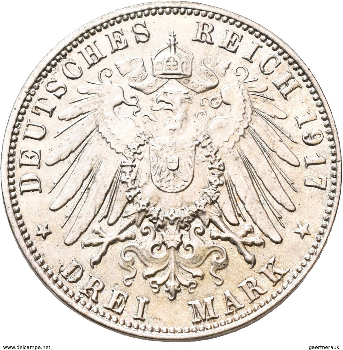 Sachsen: Friedrich August III. 1904-1918: Lot 3 Stück; GALVANO/Neuprägung, 3 Mark 1917, Jaeger 141, - Taler En Doppeltaler