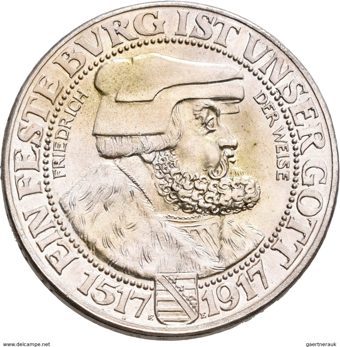 Sachsen: Friedrich August III. 1904-1918: Lot 3 Stück; GALVANO/Neuprägung, 3 Mark 1917, Jaeger 141, - Taler Et Doppeltaler